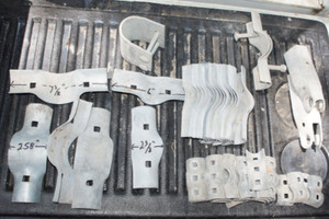 Lot of 45: Galvanized Chain Link Fence Hardware - Line Rail Clamps & Others