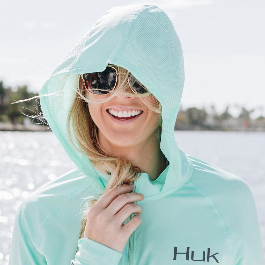 Huk Ladies Icon x Hoodie Lavender Blue Size XS | Chaos Fishing