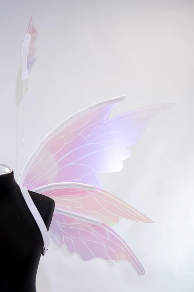Light Pink Fairy Wings Costume Adult Butterfly Cosplay Iridescent Halloween - Image 3 of 4