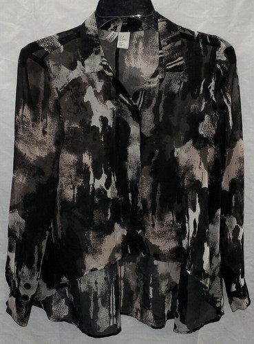 H&M Divided Size 2 Sheer Oversized Hi Lo Crop Blouse