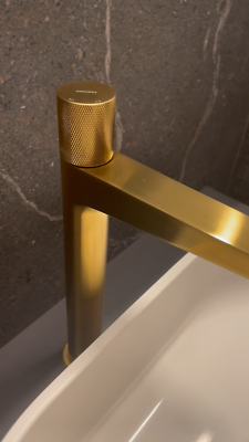 Badezimmer Waschtisch-Armatur – 2 Griffe, Gebürstetes Gold, 3-Loch Montage, Mit Pop-Up Ablauf, 20,3 Cm, Messing