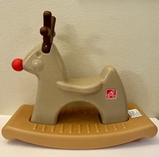 Step 2 Rocking Rudolph Reindeer Toddler Christmas Riding Toy Rocker- Cute & RARE