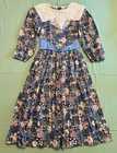 Vintage Picture Me Girls Dress Teen Size 8/3 Made in USA Blue & Pink Floral Lace — photo 9