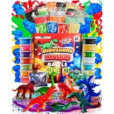 Dinosaur and Monsters Battle Slime Kit, Slime Pack with 14 Premade Slime