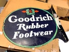 VINTAGE GOODRICH RUBBER FOOTWEAR PORCELAIN FLANGE SIGN ORIGINAL HARD 2 FIND 1