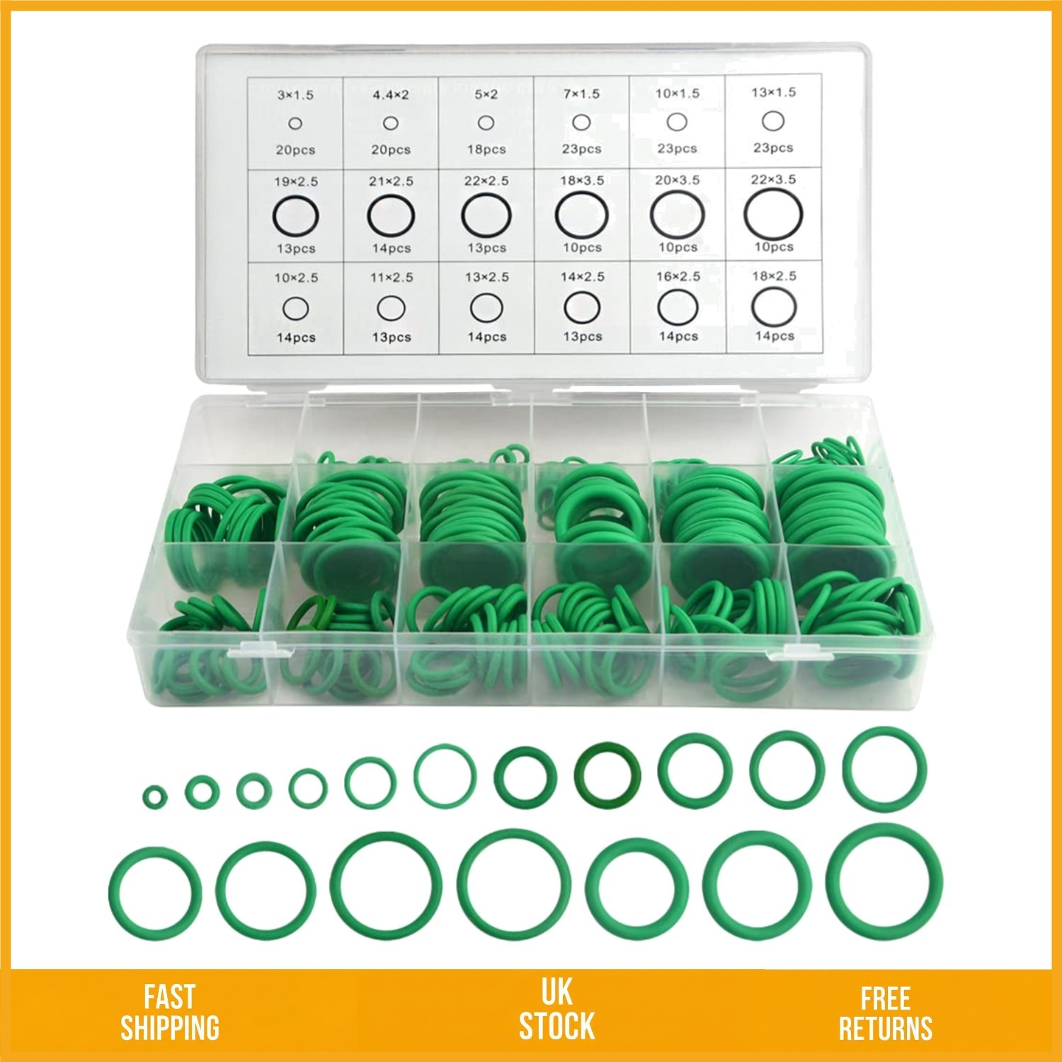 Durable Rubber O-Ring Gasket Sealing Washer Repair Assortment 18 Sizes 279Pcs