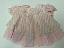Vintage Bryan Baby Girl's Dress Short Sleeve Pink White w/ Pinafore Lace Sz 6M