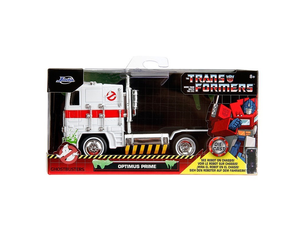 Jada 1:32 Ghostbusters x Transformers Optimus Prime G1 w/ Ecto-1