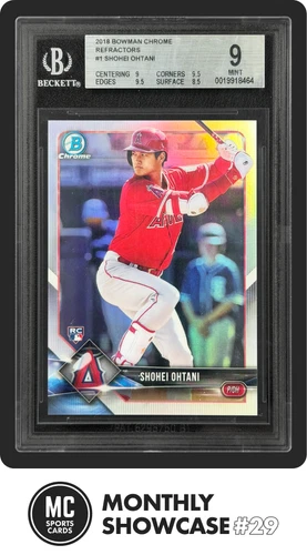 SHOHEI OHTANI BGS 9 2018 BOWMAN CHROME #1 ROOKIE REFRACTOR RC BATTING 497/499