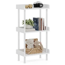 3 Tier Wood Bookcase Industrial Bookshelf with Edge Protection Metal Standing...