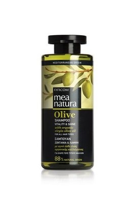 Farcom Mea Natura Shampoo All Hair Types 300ml,Virgin Olive Oil ,Shine &Vitality