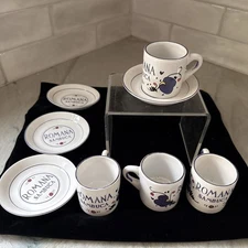 Vtg 1960s Set of 4 Romana Sambuca Espresso Demitasse Cups & Saucers -  3 fl oz