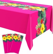 3 Sheets Hawaiian Luau Tablecloths for Party Decoration 54 x 108'' Tropical Palm