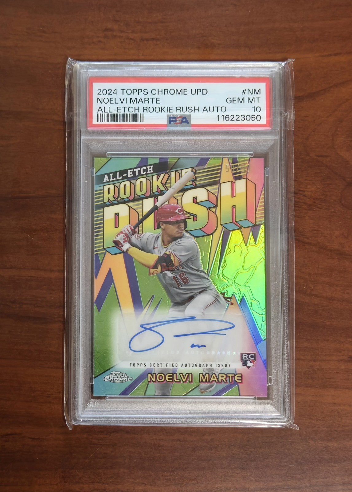 2024 Topps Chrome Update All-Etch Rookie Rush Auto Noelvi Marte /99 PSA10! Pop 3