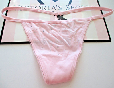 VICTORIA'S SECRET Cotton V-String Thong Panty S M L XL Pink Shine FREE SHIP 4+