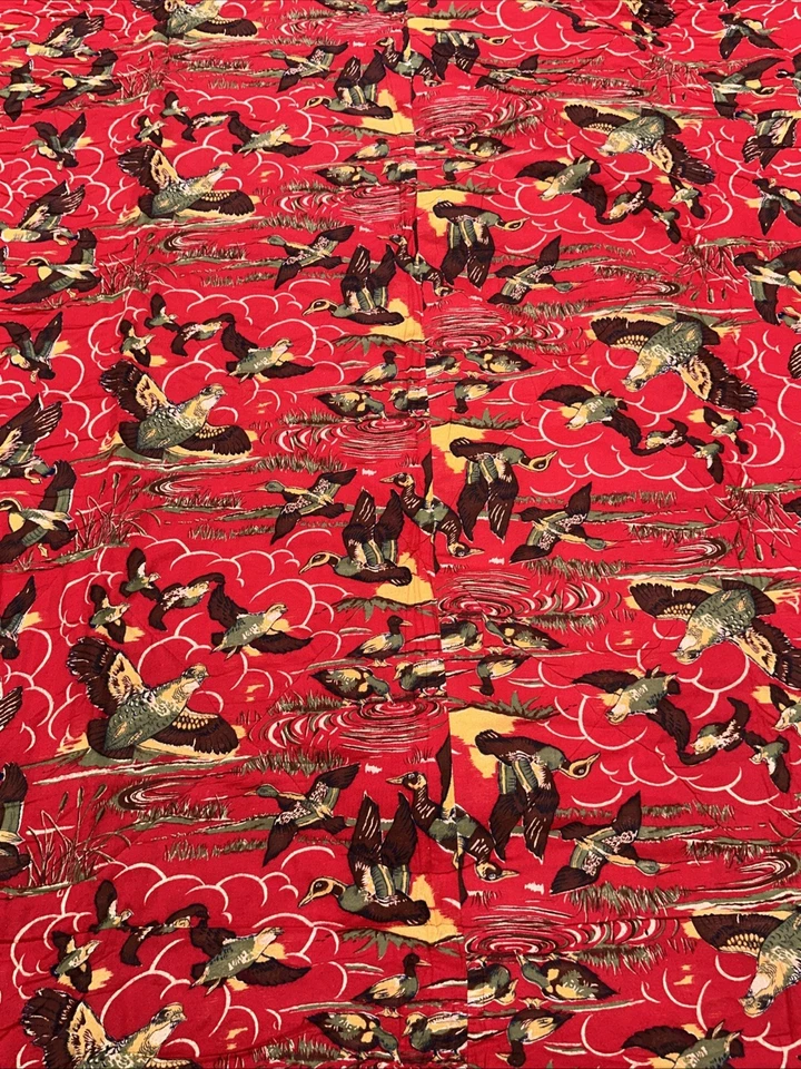 Saco de dormir vintage Coleman años 60 rojo con patos cabina rara, camping rústico Foto 2 de 4