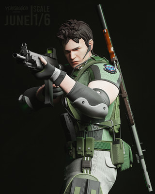 Chris Redfield Figurine Resident Evil Hand Painted Model / DIY Kit 14 pcs