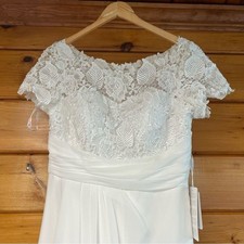 JJs House Scoop Neck Floor-Length Chiffon Wedding Dress Cascading Ruffles 12