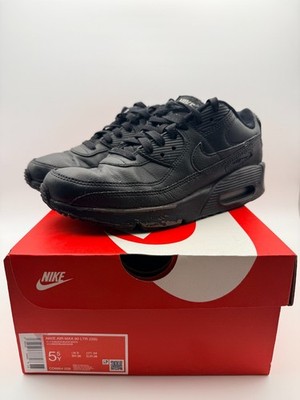 Gebrauchter Zustand! Nike Air Max 90 Full Black Leather Sneaker - Größe UK 5