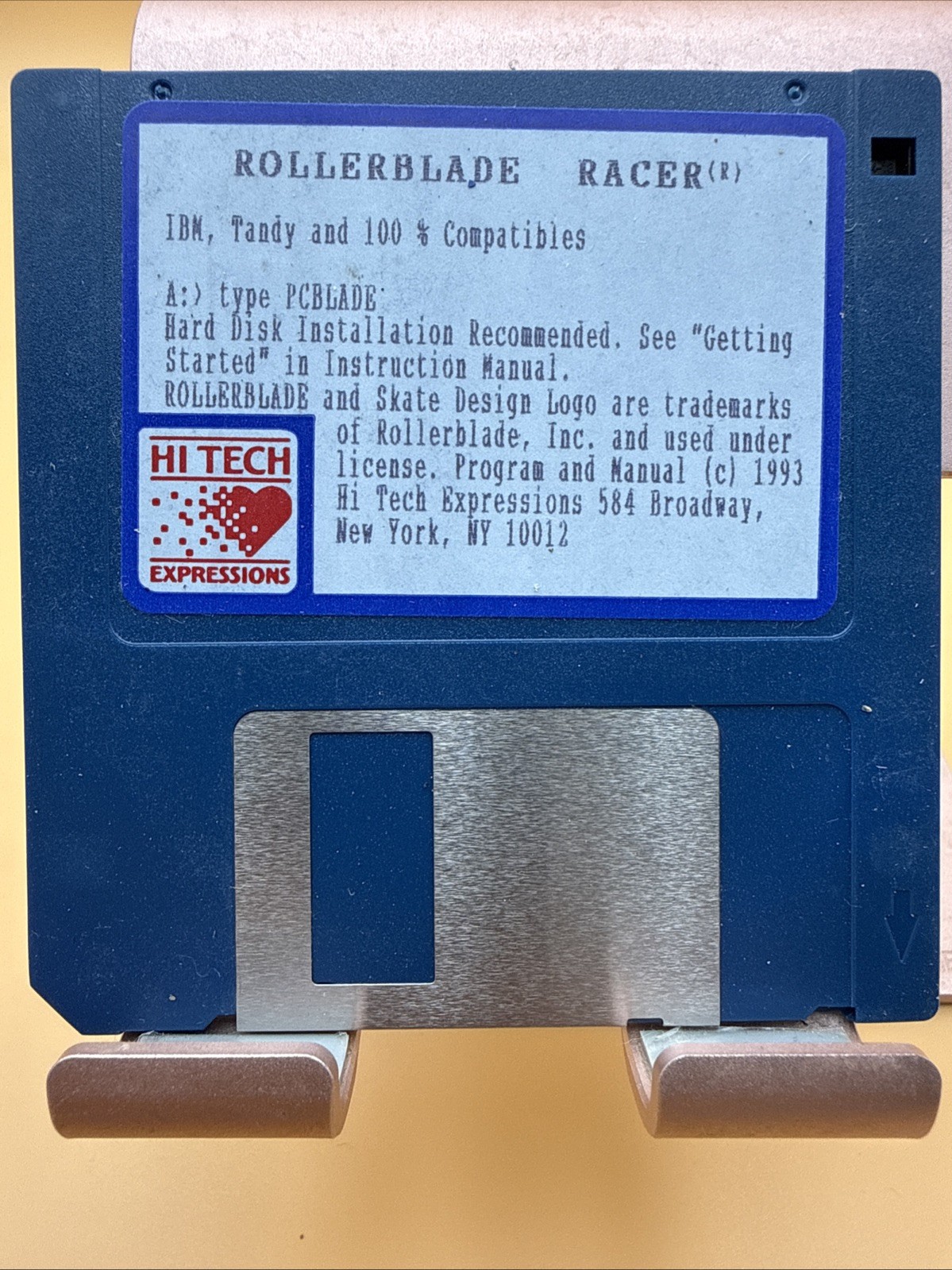 Rollerblade Racer PC IBM Tandy Floppy Disk 3.5" 3 1/2" 1993 -