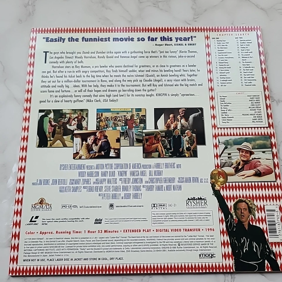 MGM KINGPIN LASERDISC 1996 Woody Harrelson, Bill Murray EXCELLENT condition - Image 2 of 4