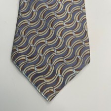 Geoffery Beene Handmade Modern Silk Tie Silver, Gold, Brown 59" x 4"