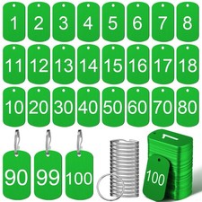 MorningRo 100 Pcs Aluminum Number Tags with Key Rings Number 1-100 Metal Key Tag