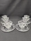 SET OF 6! Teacups & Saucers HEATHER by Fostoria Etched Depression Glass Tea Cup