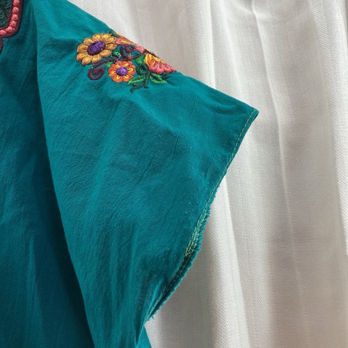 Mexican Embroidered Handmade Boho Tunic Top Floral Festival Blouse M/L - Picture 3 of 8