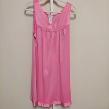 Vanity Fair Pink Nylon Tricot Nightgown Sleeveless Chemise Floral Coquette