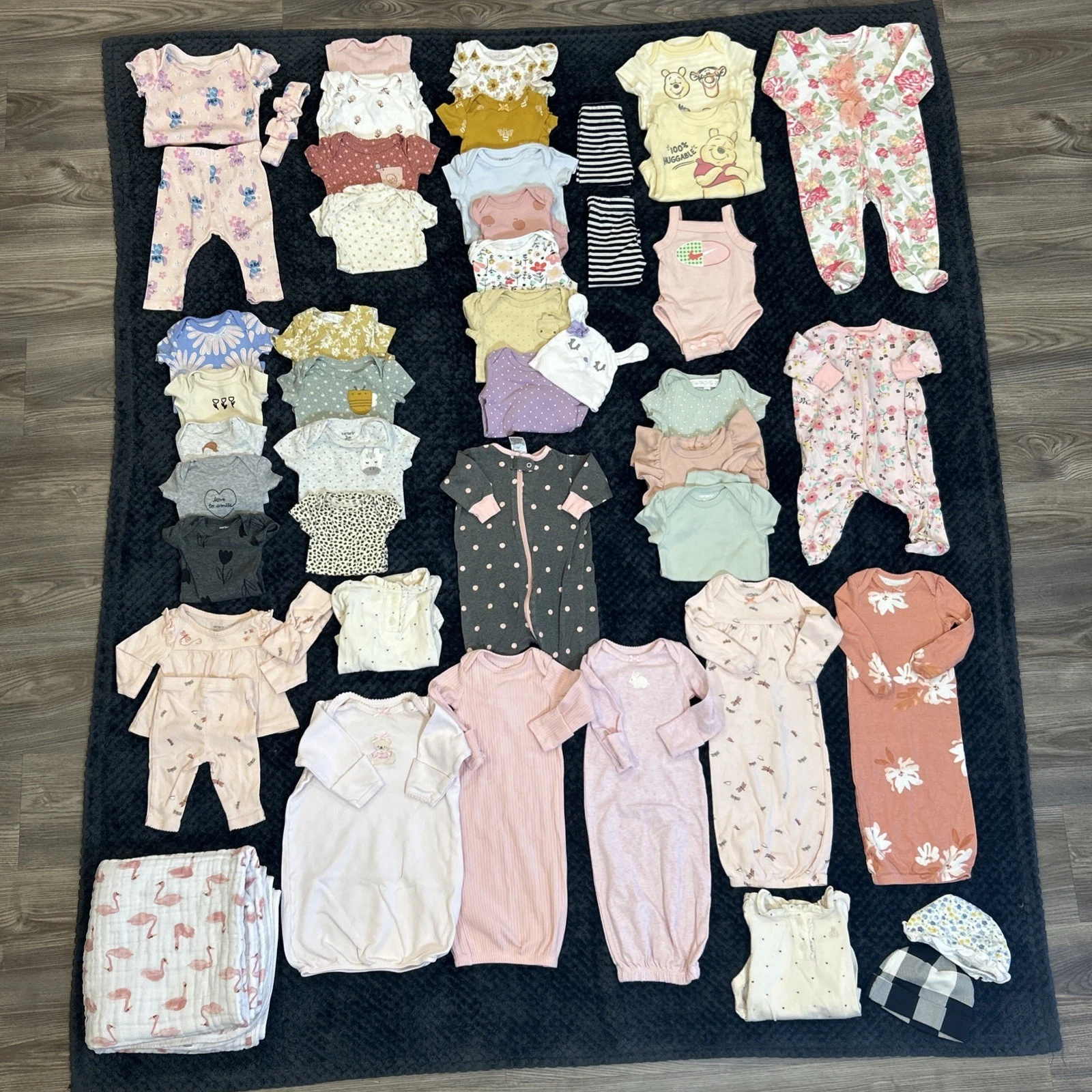 HUGE Lot Of 48 Baby Girl Clothes + 1 Blankets Size 0-3 Month Smoke Free - EUC