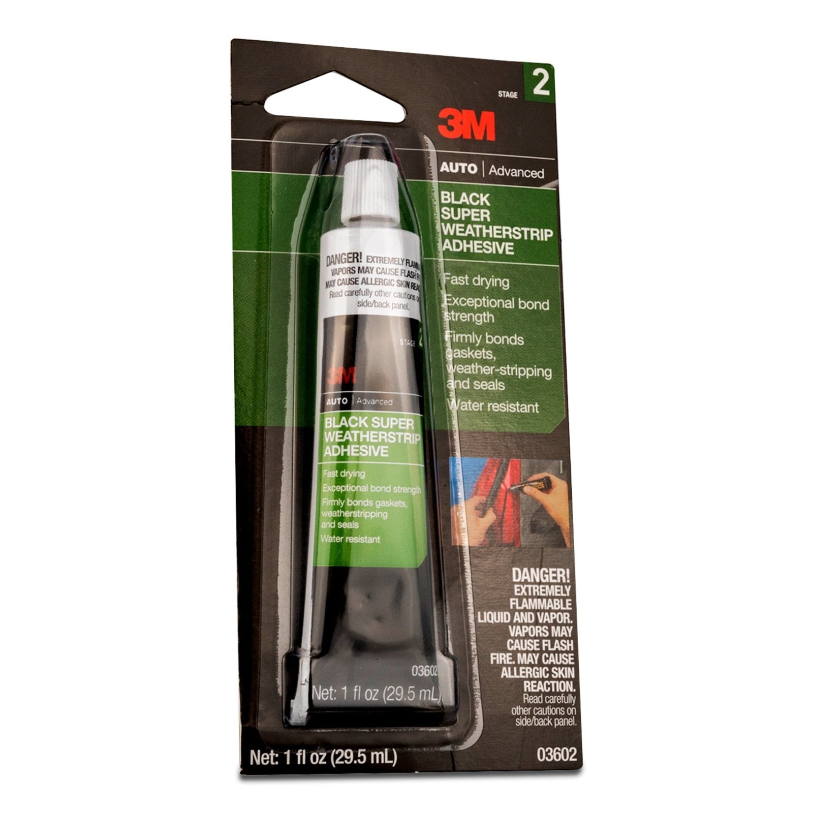 3M BONDO 03602 1OZ TUBE BLACK SUPER WEATHERSTRIP GASKET ADHESIVE GLUE 711488