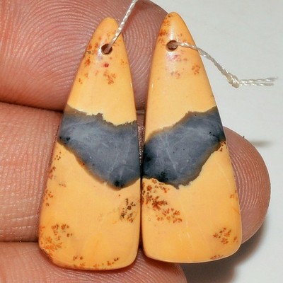 25  Cts  Natural Maligano Jasper Handmade Silver Earrings Pair 28x11mm #P2270