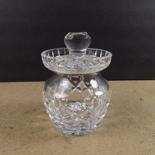 Waterford Crystal Mustard Jar Pot 3.5" Tall VGC Signed Vintage