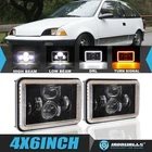 For 1989-1997 Geo Metro Pair 4x6" LED Headlights Hi-Lo Beam DRL Turn Signal Lamp