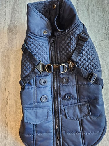 Puppia winter storm coat size XL navy blue with snap collar