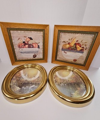 Homco Swan Gold Oval Frame with Country Fruit Bowl by Valerie Ever Wenk
