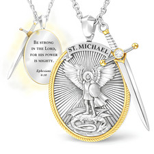 St Michael Pendant Necklace Catholic Patron Saint Spirit Prayer Sword Jewellery