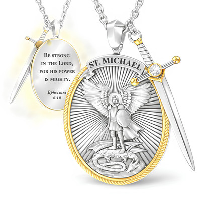 St Michael Anhänger Halskette Katholischer Schutzpatron Heiliger Geist Gebet ...