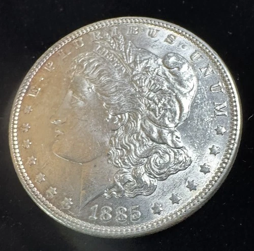 1885 P Morgan Silver Dollar EF light toning ab943