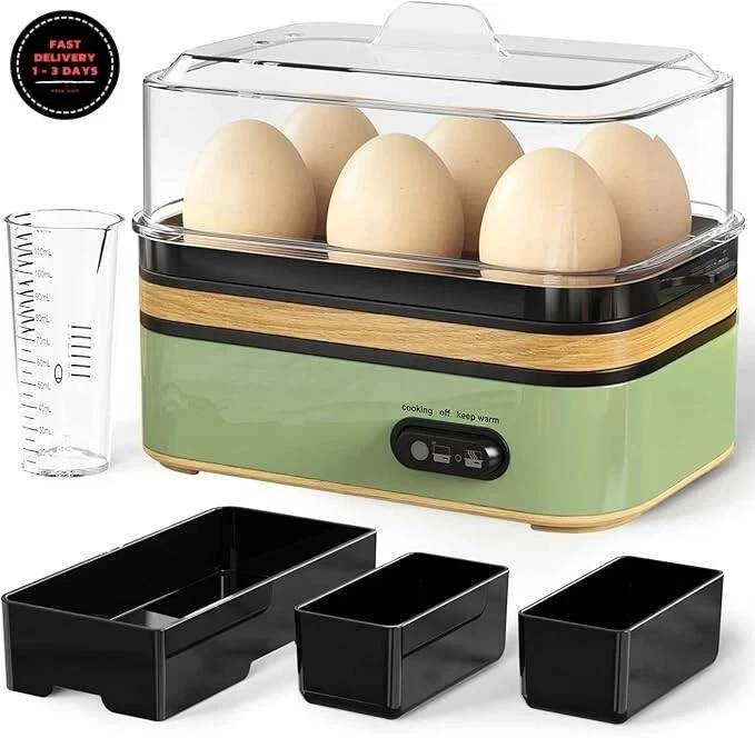 Olla eléctrica rápida para huevos con capacidad para 6 huevos, blanda, mediana.