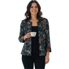 ALEX EVENINGS Sparkly Evening Jacket Vintage Multicolored Floral Print, Medium