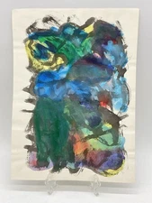 Vintage 1980's Neo-Expressionism Abstract Watercolor By Harlene Allen