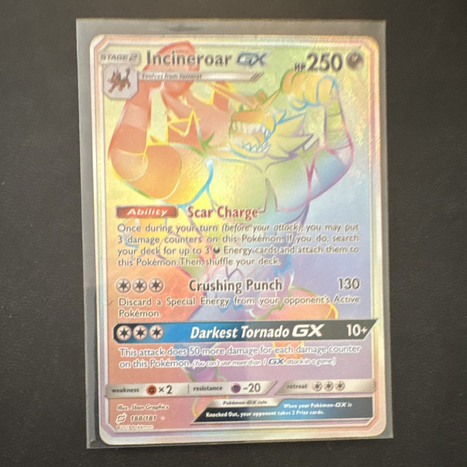 The Pokémon Company Incineroar GX Sm-Team Up 188/181 Secret Rare FA Holo Eng