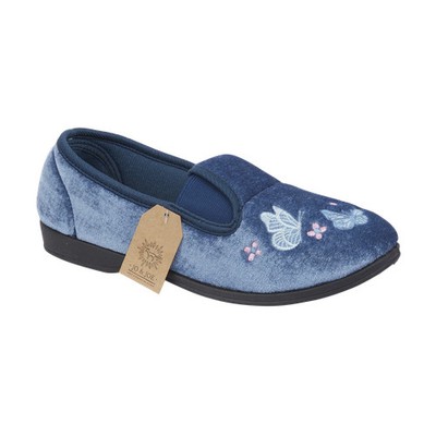 Jo & Joe Cherish Damen Textil Slipper Voll Hausschuhe Navy
