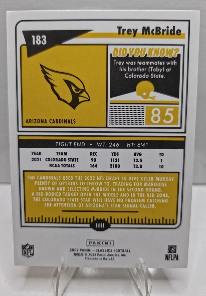 2022 Panini Classics - Rookies Trey McBride #183 (RC) - Image 2 of 2