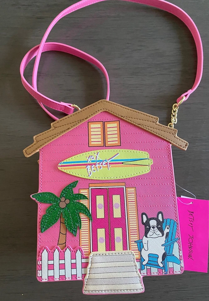 Betsey Johnson "BEACH HOUSE" Bulldog TROPICAL Kitsch Crossbody Bag/Purse NWT