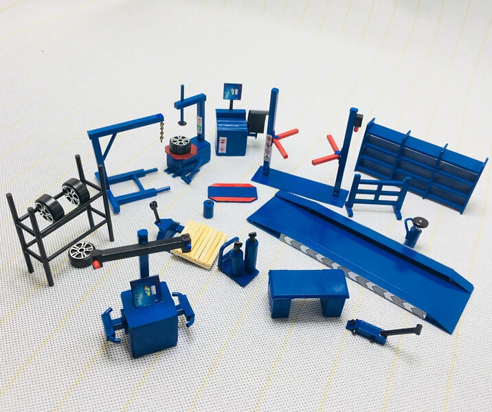 Diorama 1/64 Car Garage Props Model Set Car Maintenance Workshop Scene Model Toy - Image 4 of 4