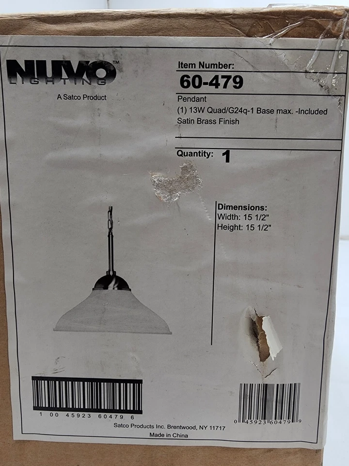 Nuvo Lighting 60-479 Wistaria Lighting Sateen Pendant in Satin Brass Finish - Image 4 of 4