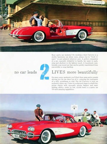 1958 Chevy Corvette C1 Dealer Sales-Showroom Brochure, Roadster - Bild 2 von 2